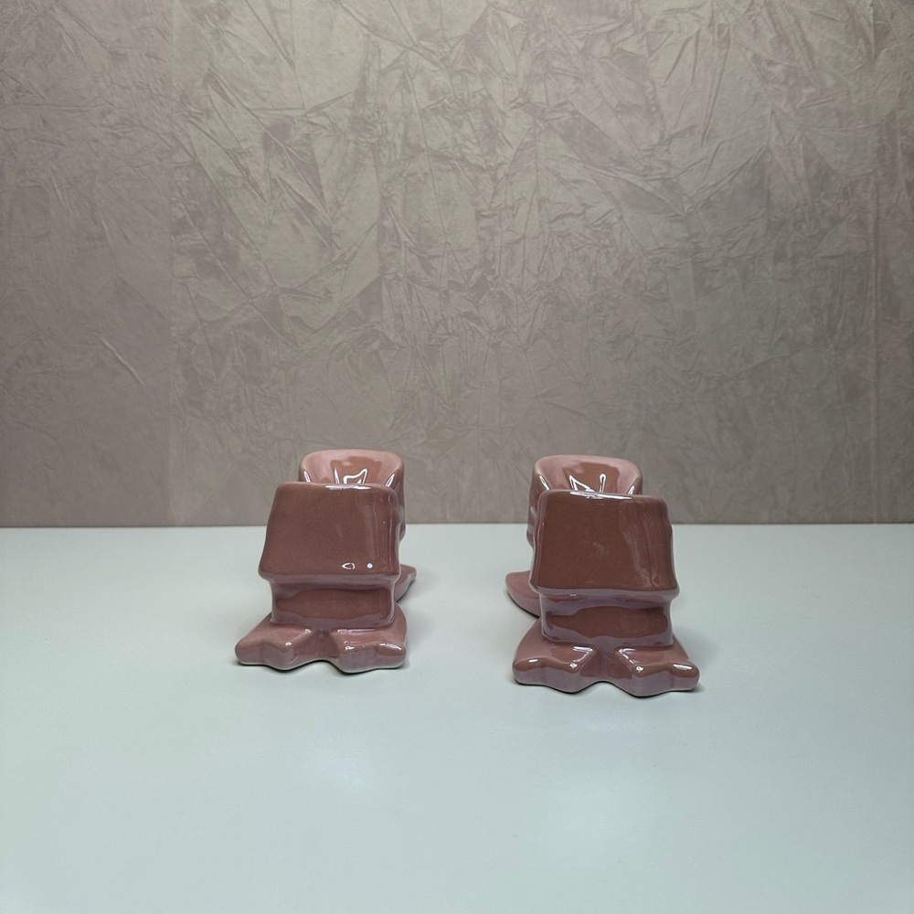 Pink Bow Ceramic Candle Holders - Picture 2 of 9